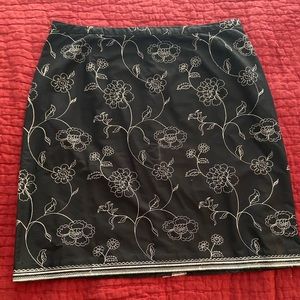 Casual Corner Black Embroidered Skirt